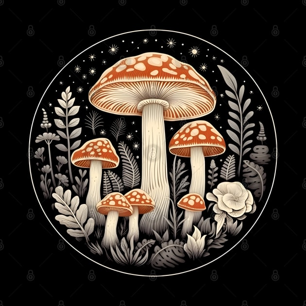 Red Mushrooms Goblincore Botanical by Trippycollage