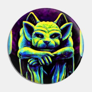 Gothic Gargoyle Cool Trippy Vintage Blacklight Goth Hippie Pin