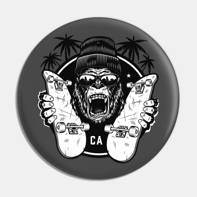 gorilla Skateboarding Pin by BeDesignerWorld