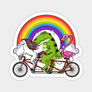 Unicorn Dinosaur Flamingo Riding Bicycle Magnet