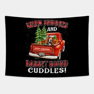 Warm Snuggles And Basset Hound Cuddles Ugly Christmas Sweater Tapestry