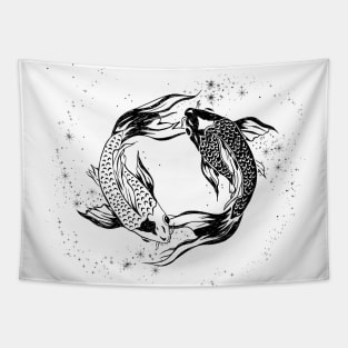 Koi Fish Celestial illustration with stars, galaxy Tapestry