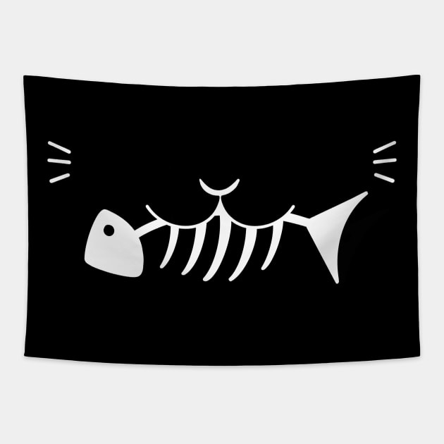 Cat Having Fish Bone Tapestry by Episodic Drawing