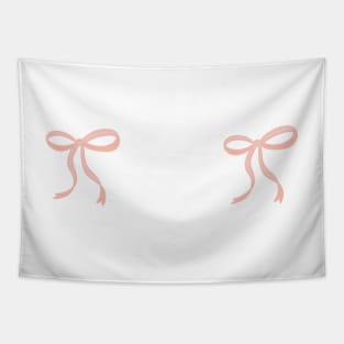 pair of cute Coquette pale pink ribbon bows repeating pattern seamless girly aesthetic this is me if you even care Tapestry