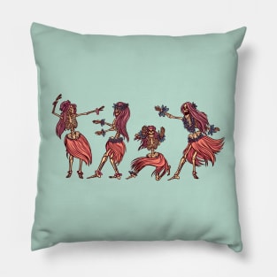 Skeleton Hula Girls Dancing // Creepy Hawaiian Hula Girls Pillow