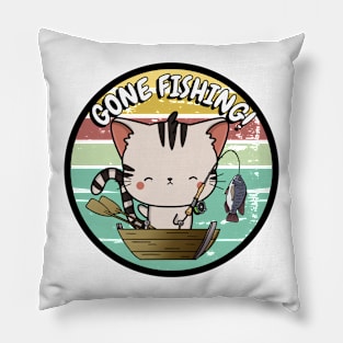 Cute tabby cat has gone fishing Pillow