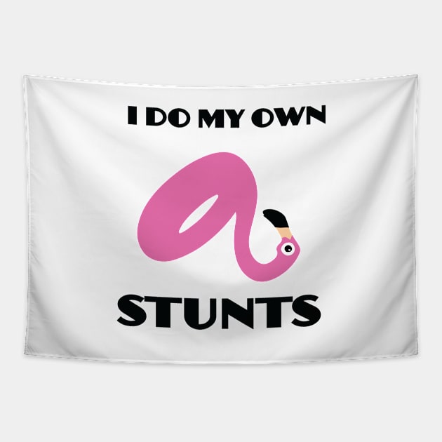 I Do My Own Stunts - Pink Pool Flamingo Tapestry by flaminglet