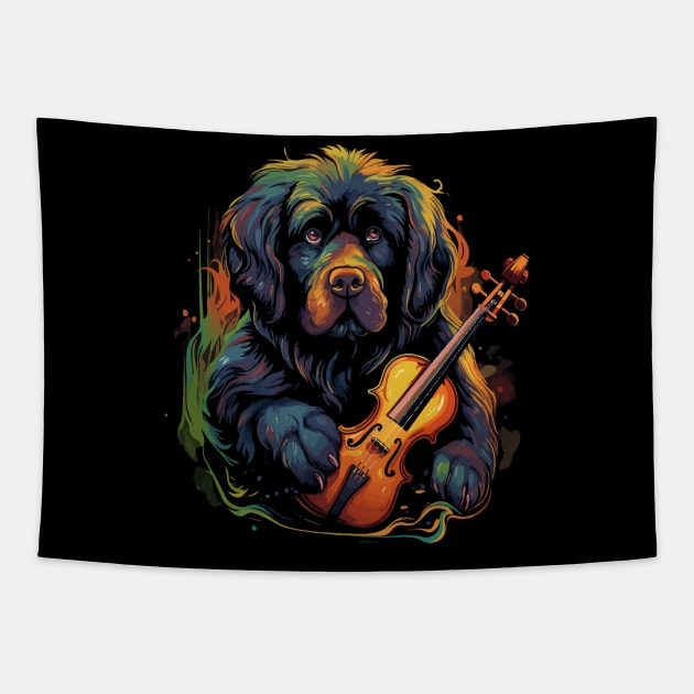 Tibetan Mastiff Playing Violin Tapestry by JH Mart