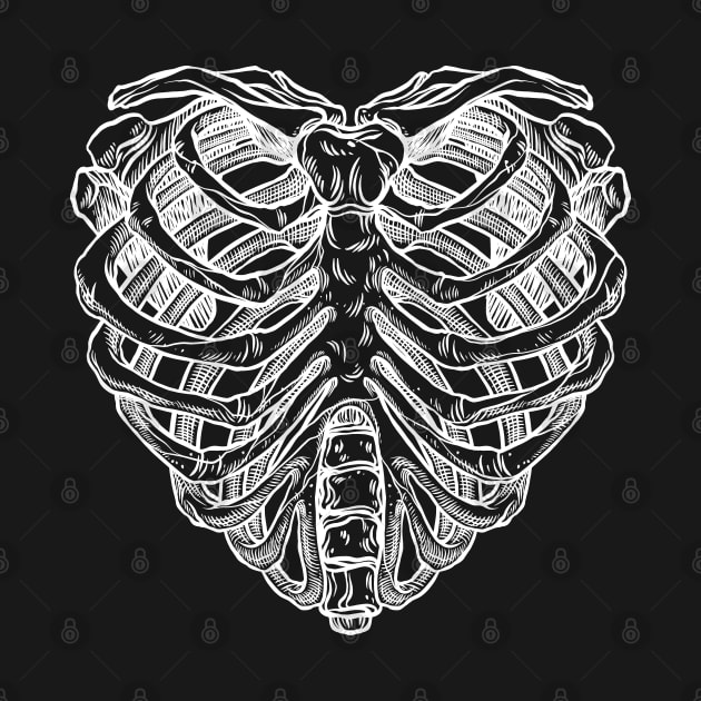 Skeleton ribs heart by OccultOmaStore