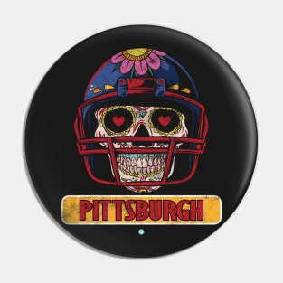 American Football - Pittsburgh Skull Football Gift Pin