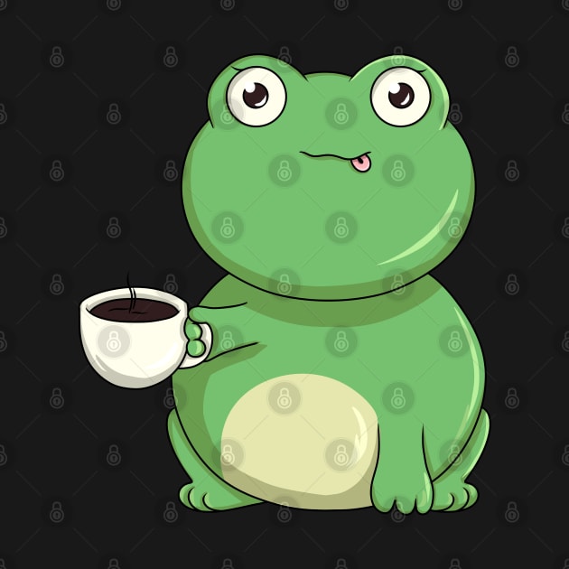 Funny frog is drinking a coffee by Markus Schnabel