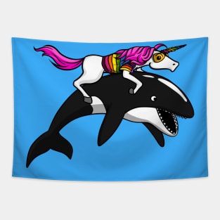 Unicorn Riding Orca Whale Tapestry