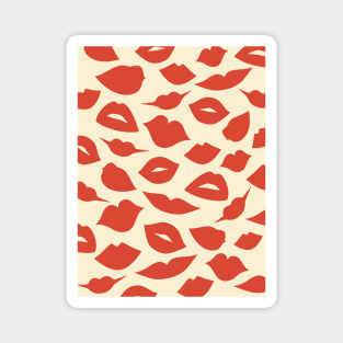 Red lips pattern, Kiss art print, Retro print, Aesthetic art, Valentine's day, Love art, Vintage Magnet