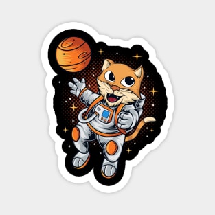 Astronaut cat with galaxy in hand Magnet