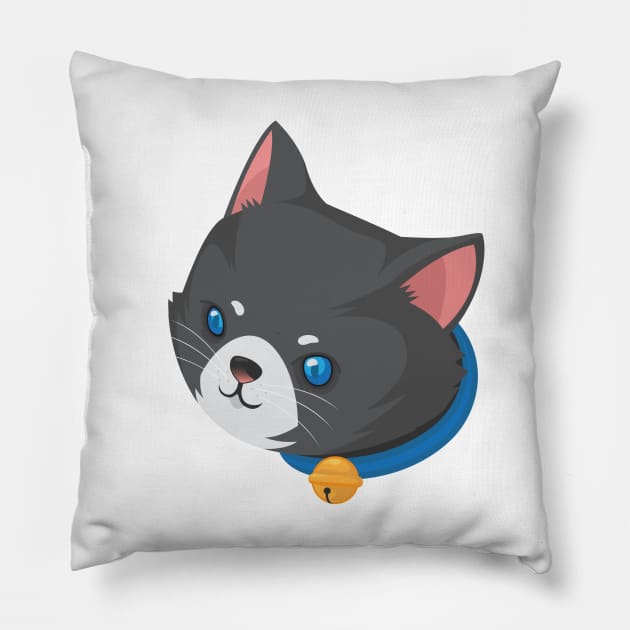 Cute blue eyes cat face Pillow by Pealion