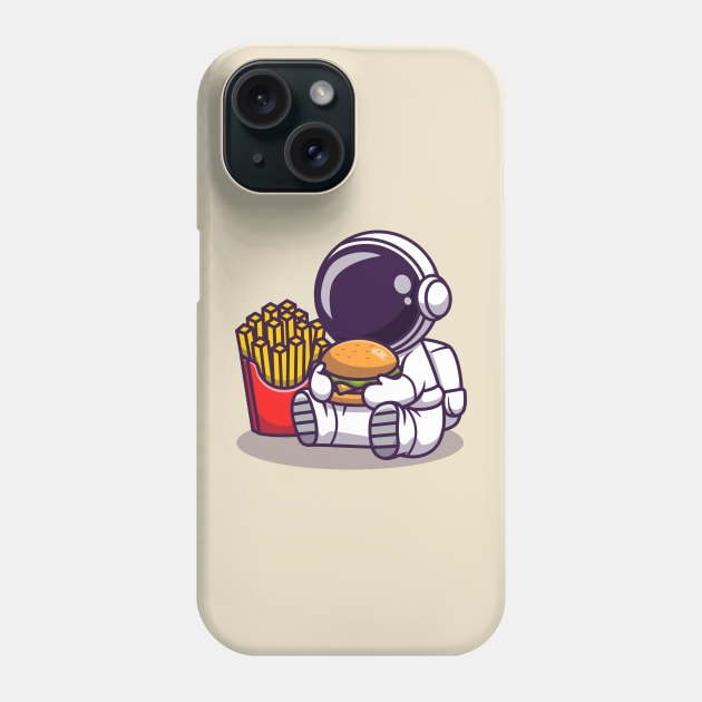 Cute Astronaut Eat Burger With French Fries Phone Case by Catalyst Labs