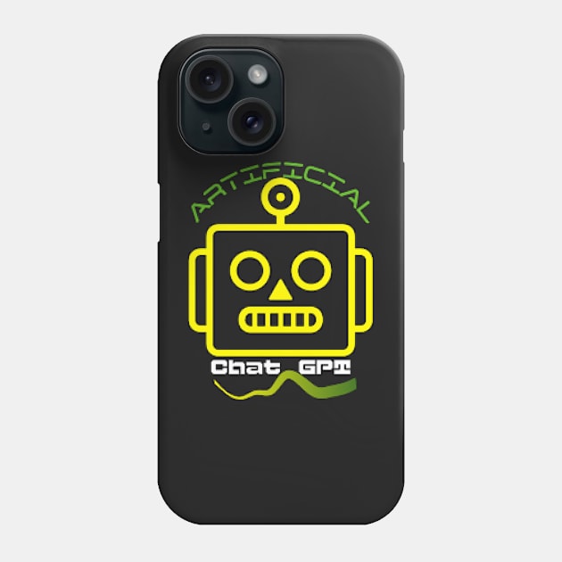 Chat GPT Artificial , Yellow Robot Phone Case by KoumlisArt