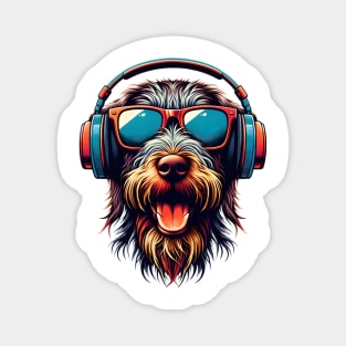 Wirehaired Pointing Griffon Smiling DJ in Japanese Art Magnet