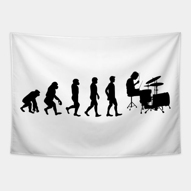 Funny Drummer Evolution Of Man And Drumming Tapestry by DragonTees