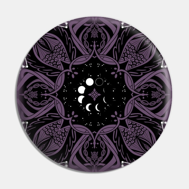 Moon mandala Pin by WickedREDart