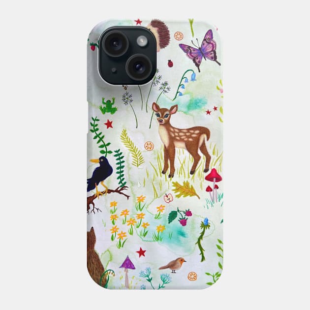 cottage core pattern countryside watercolor flowers Phone Case by maoudraw