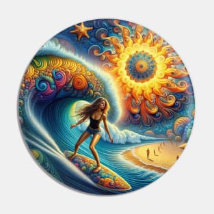 Mandala Sun Surfer Girl Pin