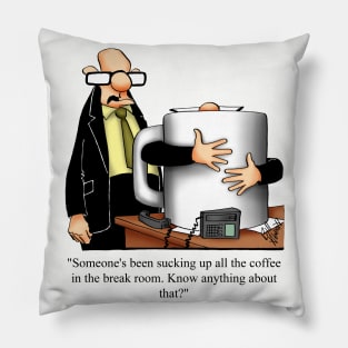 Funny Coffee Drinker Spectickles Cartoon Humor Pillow