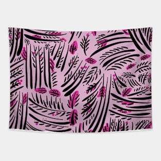 Organic Hand Drawn Foliage Fuchsia Tapestry