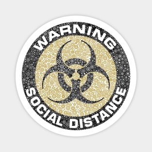 Warning Social Distance Beige Circle Design Magnet