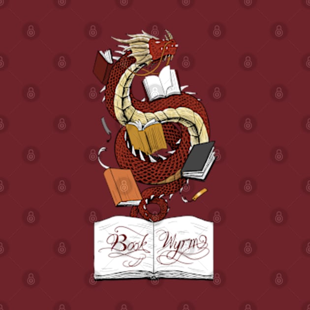 Book Wyrm (crimson) by el_graphinx