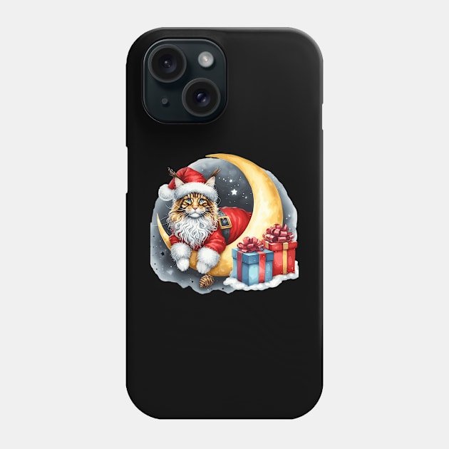 Maine Coon Cat On The Moon Christmas Phone Case by Graceful Designs