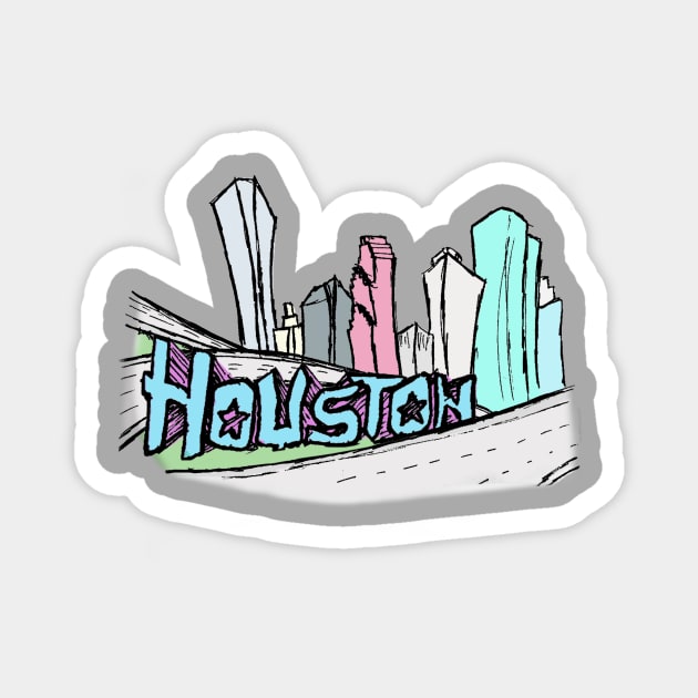 Houston Skyline Tee Magnet by wesgentry