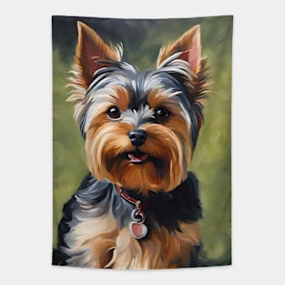 Cute Yorkshire Terrier Dog Oil Painting Tapestry