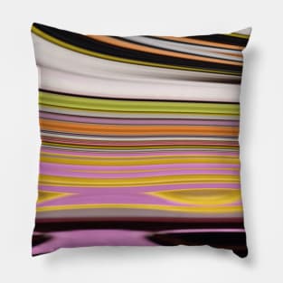 1980s trendy abstract black white yellow green pink stripe Pillow