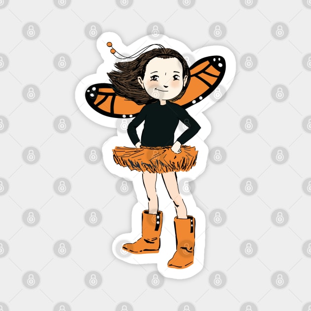 Cute Monarch Butterfly Girl Magnet by GoneawayGames