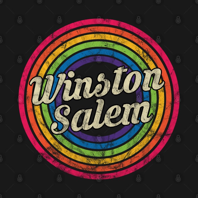 Winston-Salem - Retro Rainbow Faded-Style by MaydenArt