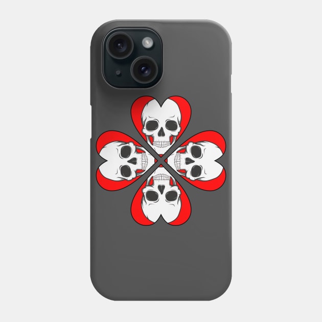 Skull four leaf heart clover birthday gift shirt 3 Phone Case by KAOZ