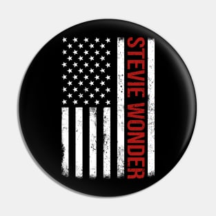 Graphic Stevie Wonder Proud Name US American Flag Birthday Gift Pin