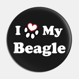 I Love My Beagle - heart dog paw Pin