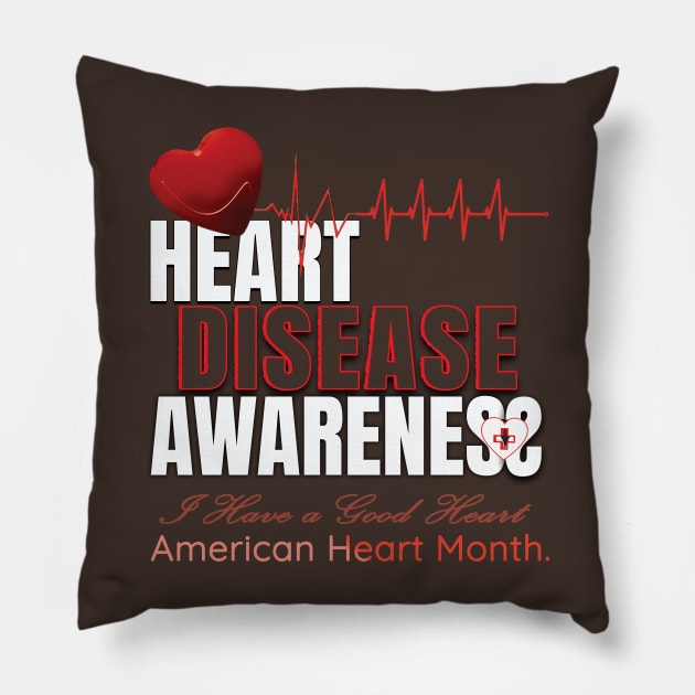 Heart disease awareness month Pillow by TeeText