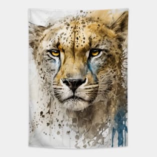 Cheetah Portrait Animal Painting Wildlife Outdoors Adventure Tapestry