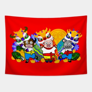 CNY: RGB LION HEADS Tapestry