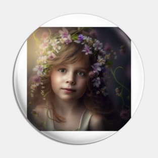 A Young Girl Wearing A Garland of Flowers Pin