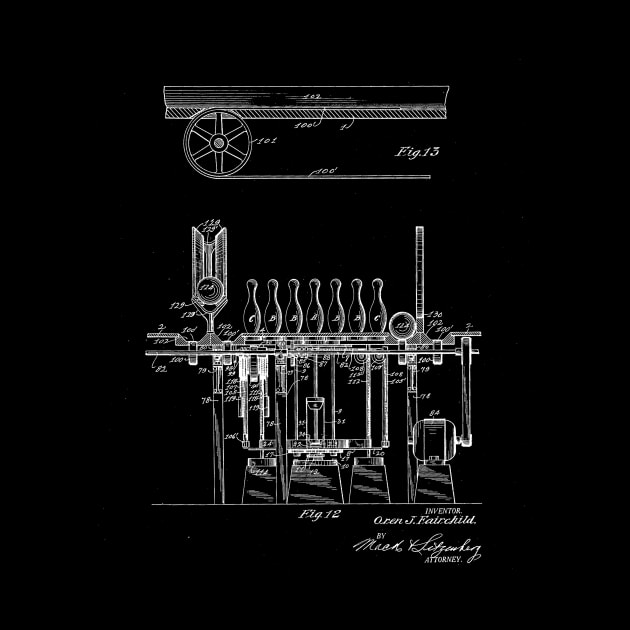 Automatic Bowling Machine Vintage Patent Drawing by TheYoungDesigns