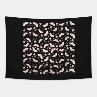 Aesthetic flowers and butterflies spring season, pattern design Tapestry