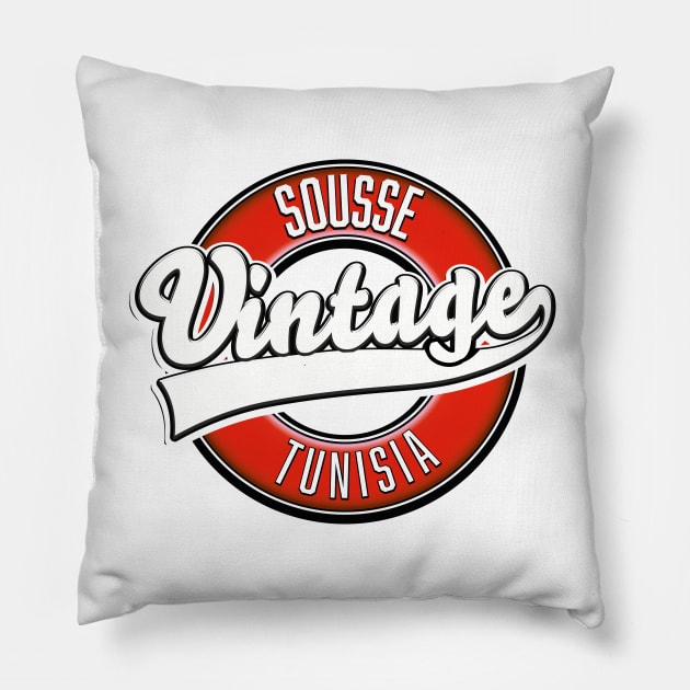 Sousse tunisia vintage style logo Pillow by nickemporium1