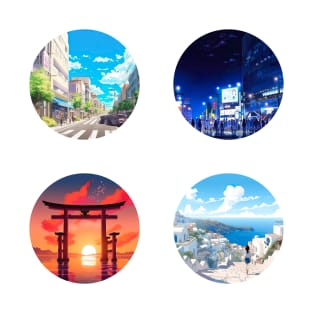 Anime Landscapes Pack - Anime Stickers T-Shirt