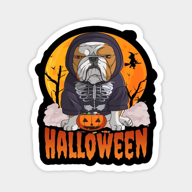 English Bulldog Witch Happy Halloween Magnet by Noseking