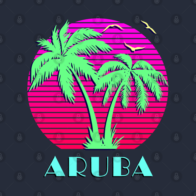 Aruba Palm Trees Sunset by Nerd_art