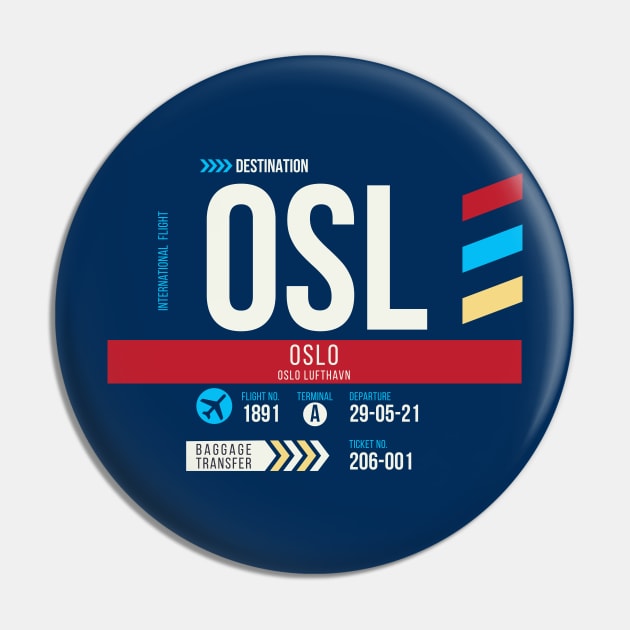 Oslo (OSL) Airport Code Baggage Tag Pin by SLAG_Creative